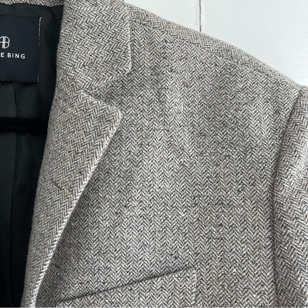 Anine Bing Taupe Herringbone Blazer - Picture 8 of 16